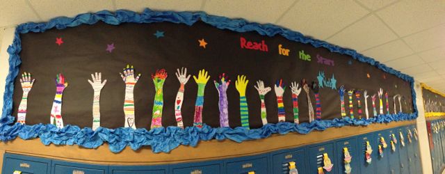This is the first art project we did at the beginning of the year. It seemed fitting since our school theme this year is Reach for the Stars. It was super easy and the kids loved it.