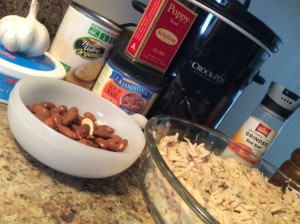 The only ingredient missing here was the butter for the crushed almond topping.