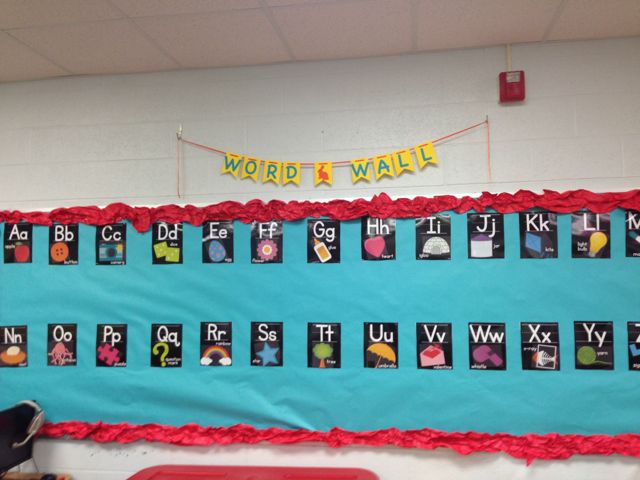 We spiced up her Word Wall with a banner as well.  I like that the banners could be hung above for more bulletin space!