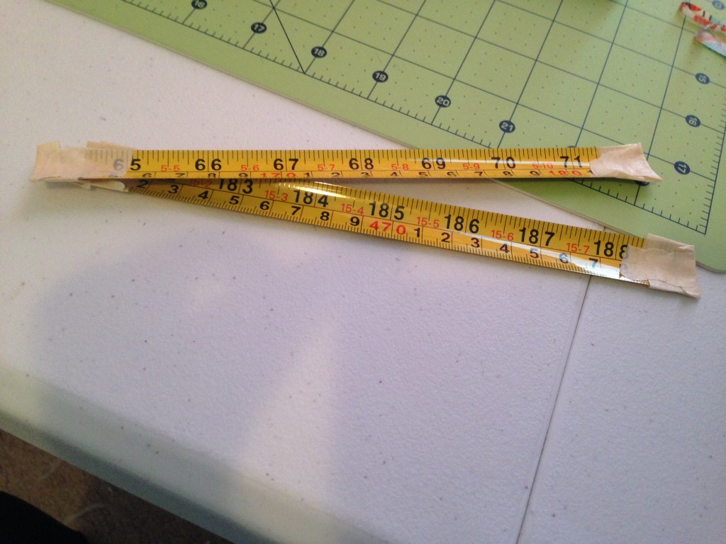 Cover the ends of your measuring tape with masking tape to ensure the sharp ends are covered.  This helps in the tape not snagging your fabric when you place it in the casing.