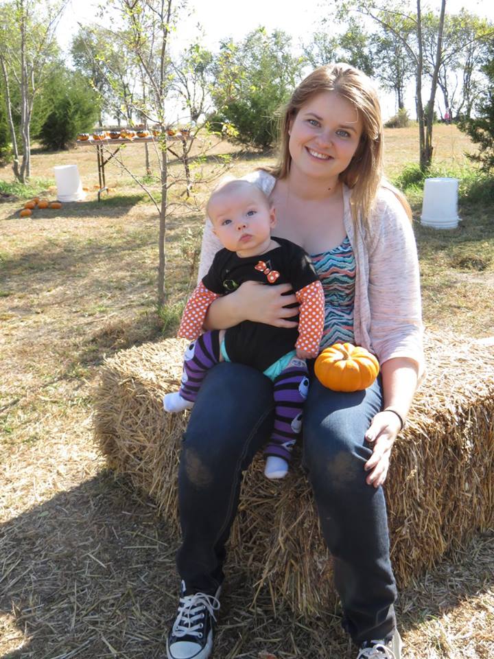 Avery on her first visit to the pumpkin patch with her Godmother Jillana.